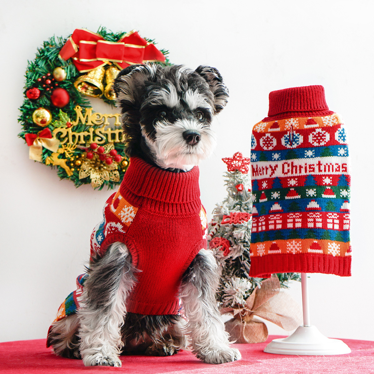 Pull de Noël pour chien à col montant – S ou XL