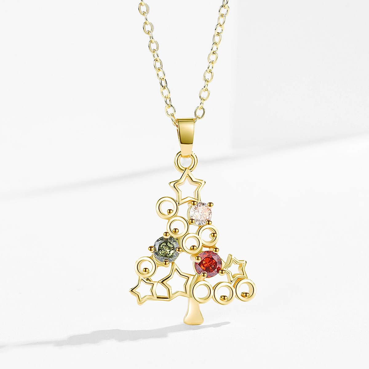 Collier pendentif de Noël avec zircon – or, argent ou or rose