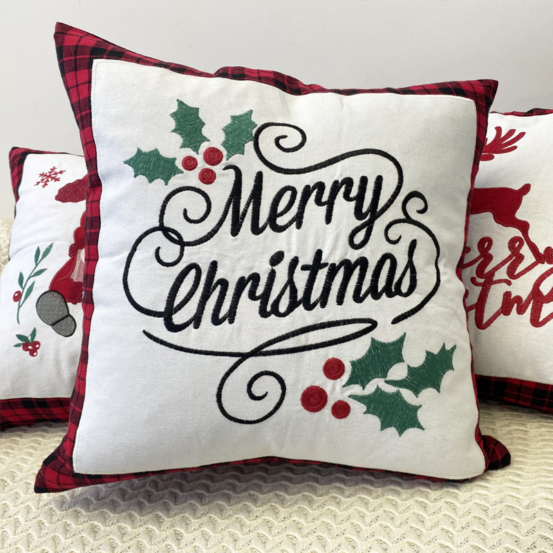 Housse de coussin de Noël brodée