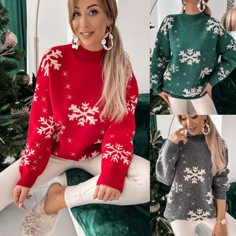 Pull de Noël femme duveteux flocons