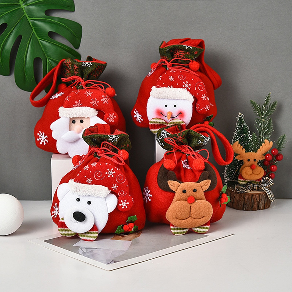 Sachets cadeaux de Noël à personnages – unité ou lot de quatre