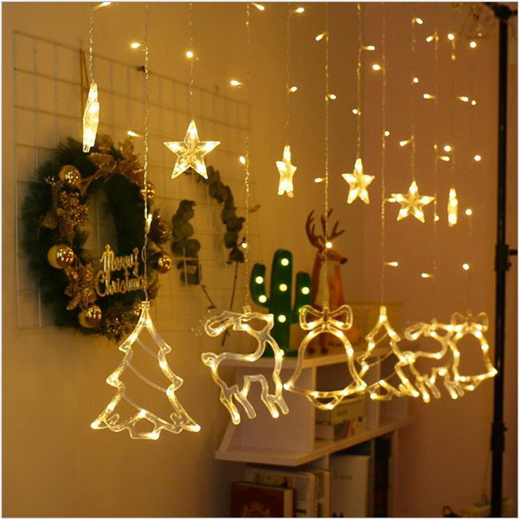 Guirlande lumineuse de Noël cloche étoile sapin renne