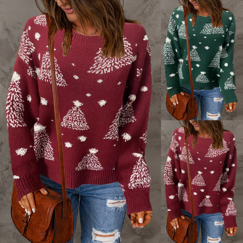 Pull de Noël femme décontracté – rouge, vert ou écru