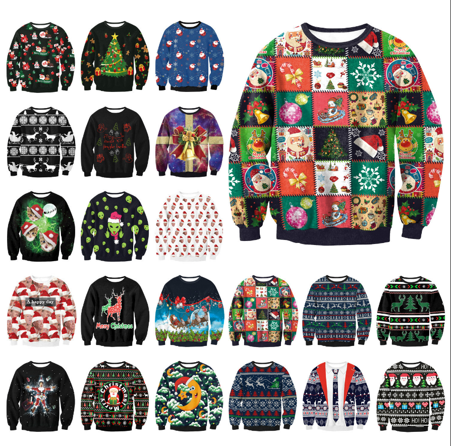 Pull de Noël humoristique à motifs festifs – Homme et femme