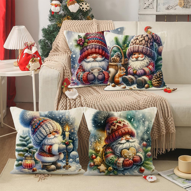 Housse de coussin de Noël à motifs de dessins animés