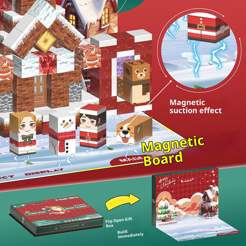 Calendrier de l’Avent construction magnétique – sapin ou maison
