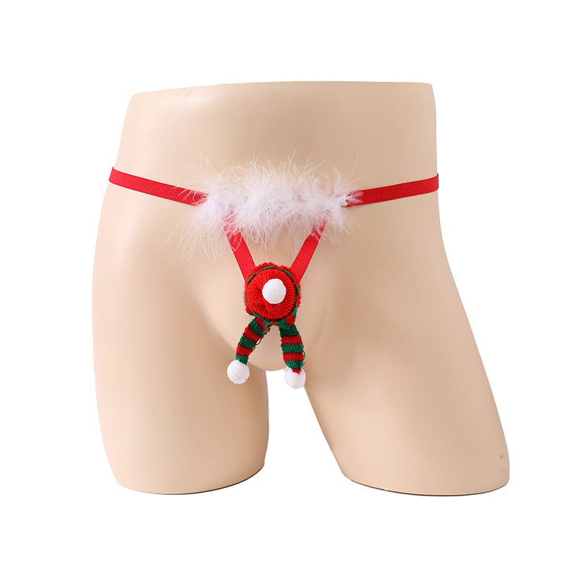 Sous-vêtement fantaisie homme à plumes – vert ou rouge