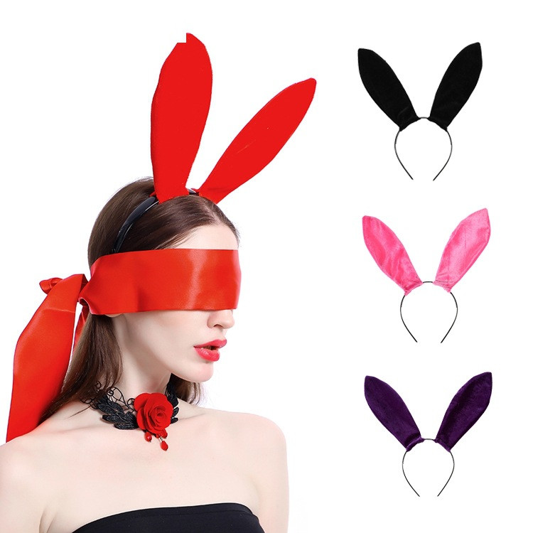 Serre-tête oreilles de lapin en velours – 4 coloris