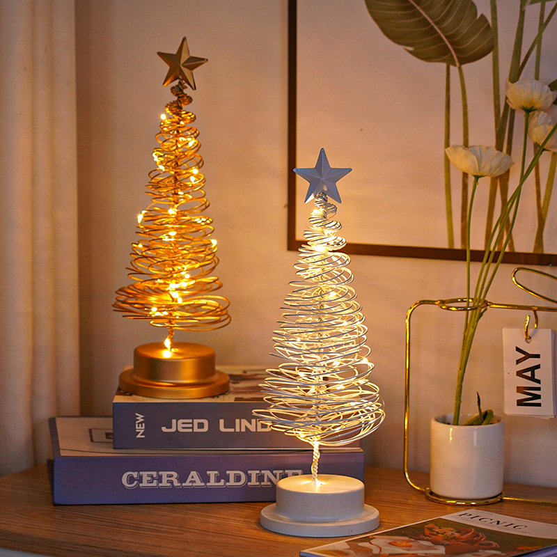 Sapin de Noël LED de table en métal