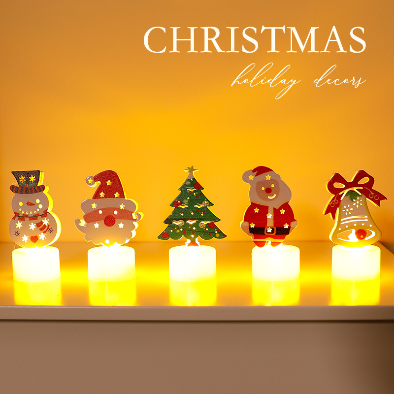 Bougie LED de Noël Père Noël, sapin, bonhomme de neige et cloche