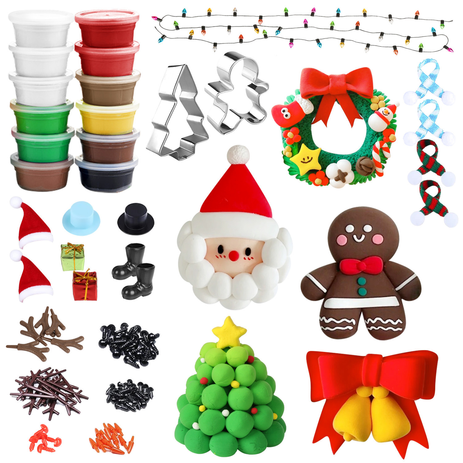 Kit créatif de Noël – 12 pièces de pâte à modeler séchant à l’air