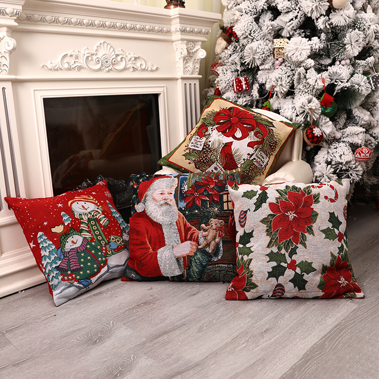 Housse de coussin carrée de Noël décorative