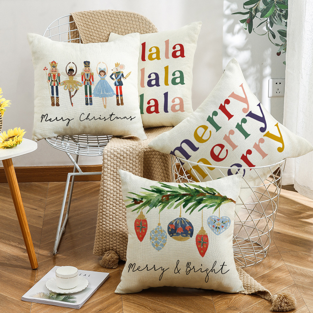 Housse de coussin de Noël motif soldat de dessin animé