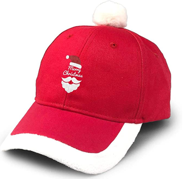 Casquette de Noël vintage réglable rouge et blanche