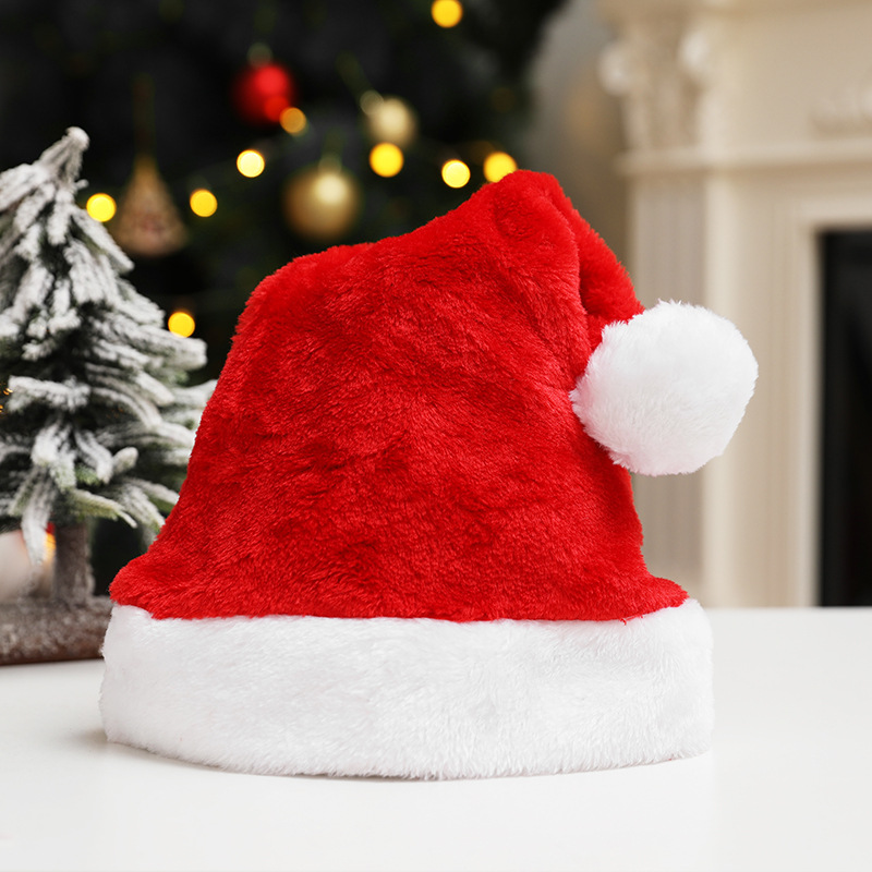 Bonnet de Père Noël rouge en velours doux