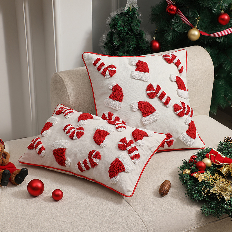 Housse de coussin de Noël – style minimaliste tufté