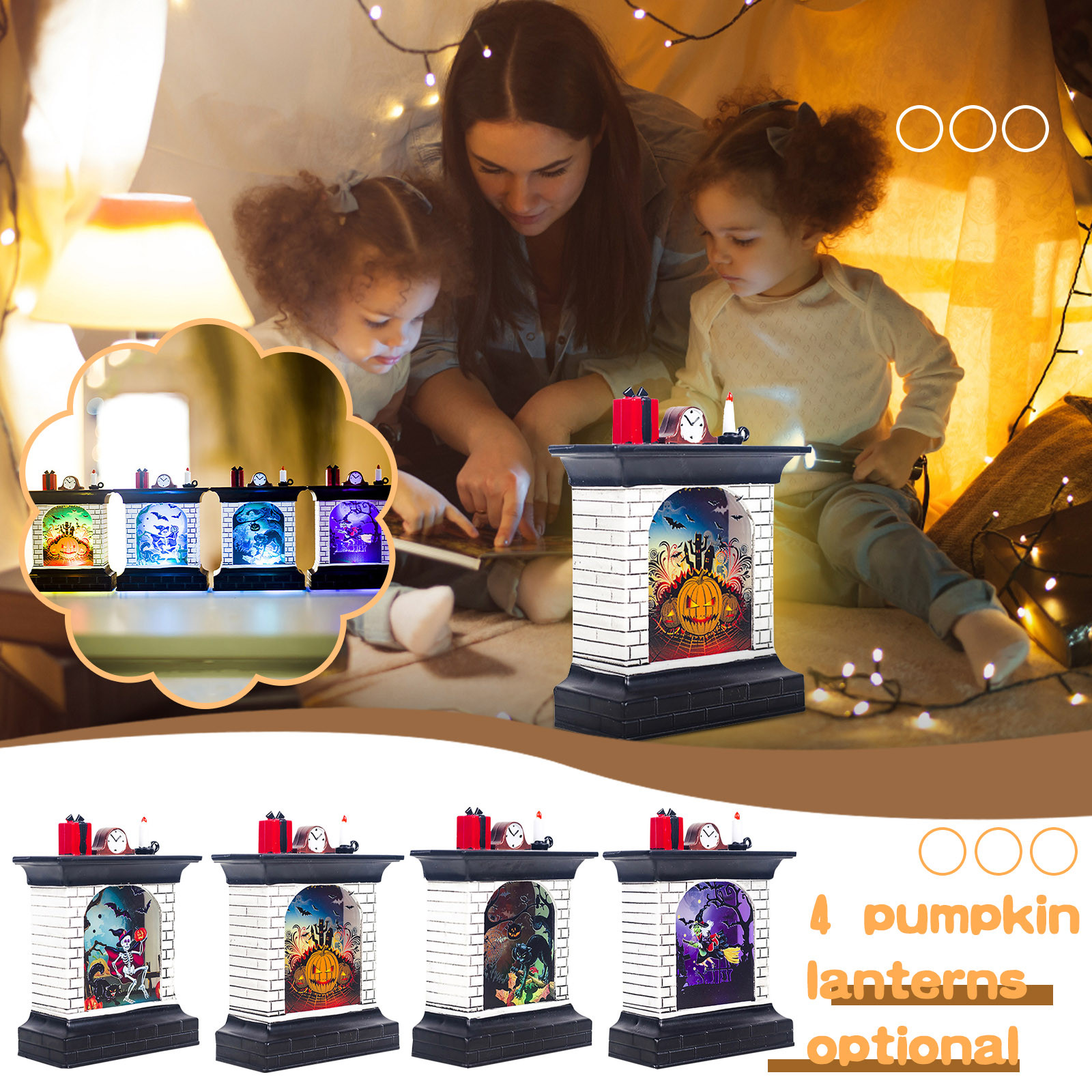 Petites lanternes LED décoratives – quatre motifs Halloween