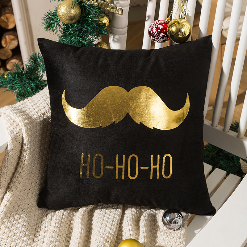 Housse de coussin de Noël style nordique à lettres dorées