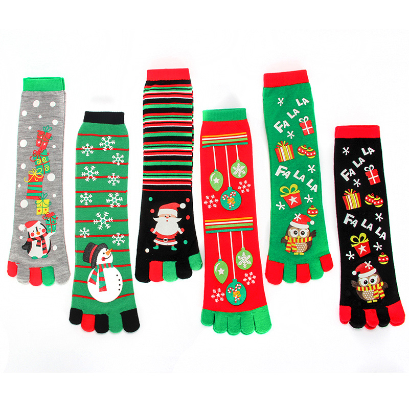 Chaussettes fantaisie de Noël à cinq doigts – huit motifs