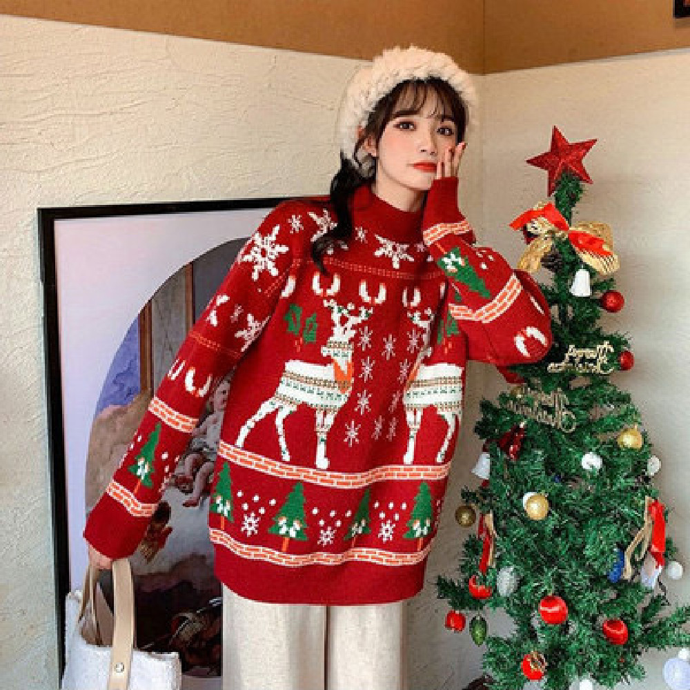 Pull de Noël femme à motif renne