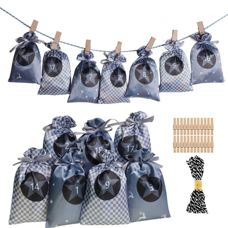 Sachets cadeaux de Noël en satin 10 × 15 cm – 6 coloris