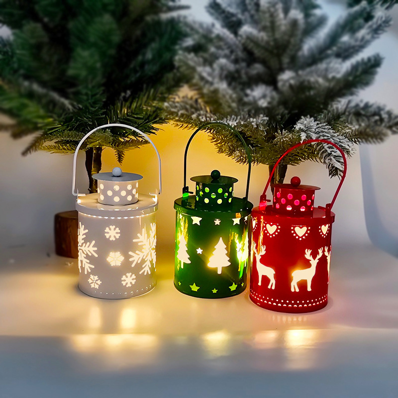 Lanterne bougie LED de Noël style nordique