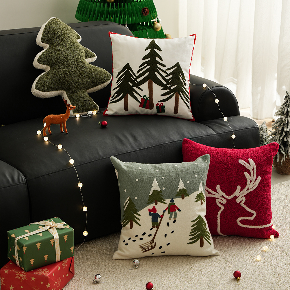 Housse de coussin de Noël – motif flocons