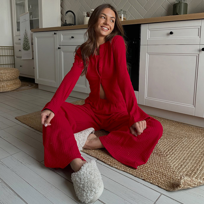 Pyjama femme de Noël deux pièces rouge – S à L