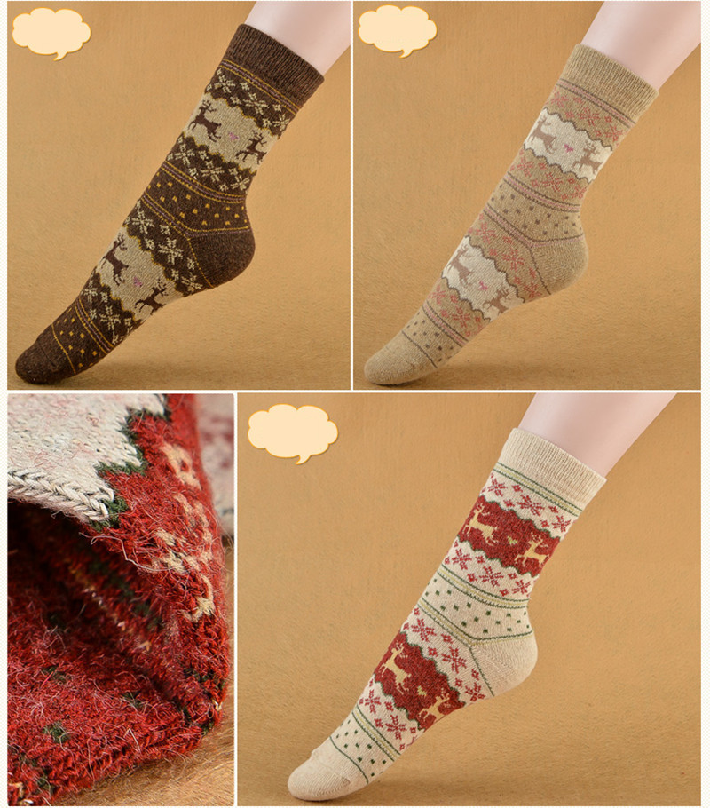 Chaussettes chaudes de Noël style rétro – cinq couleurs ou assortiment