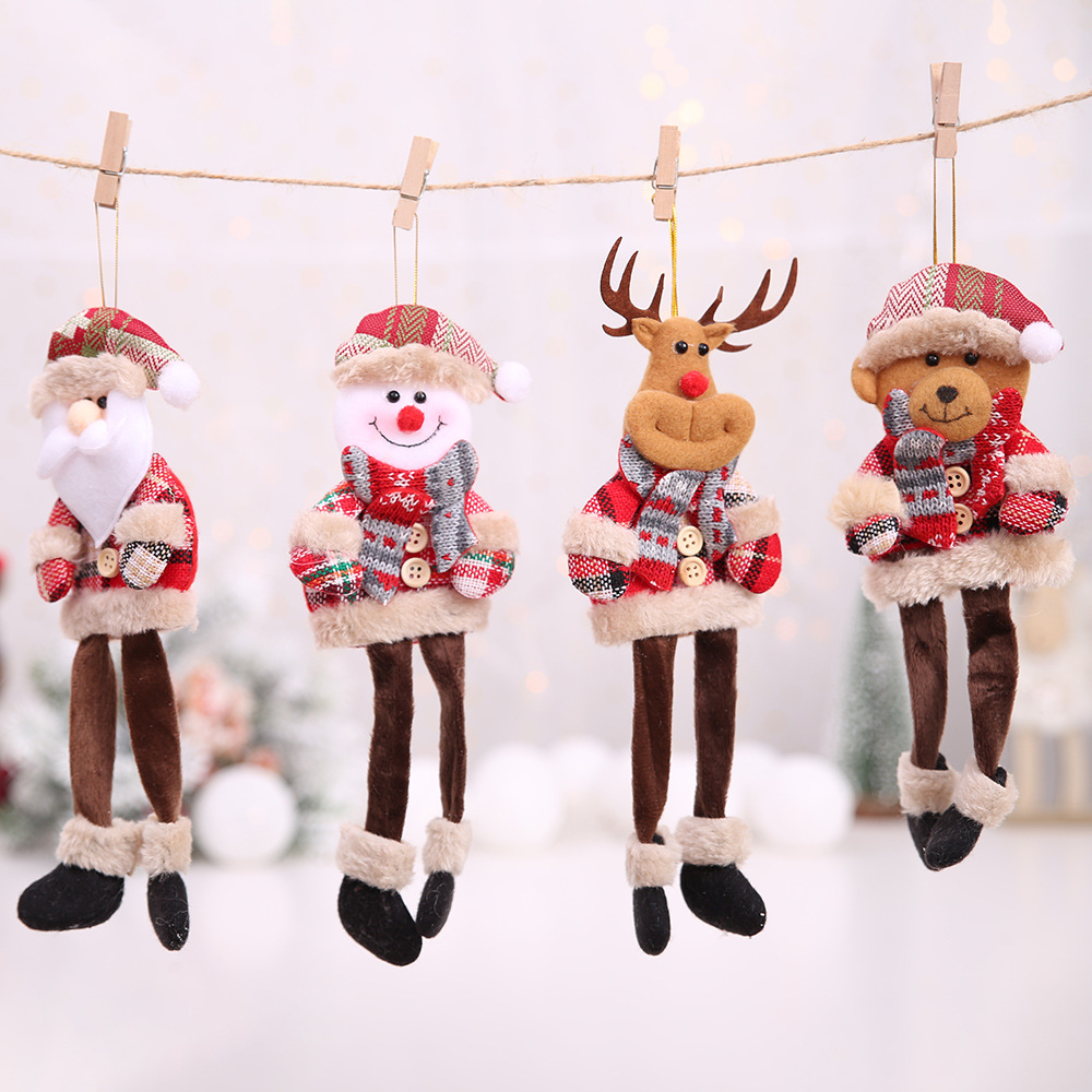 Suspensions de Noël en tissu à carreaux – quatre personnages