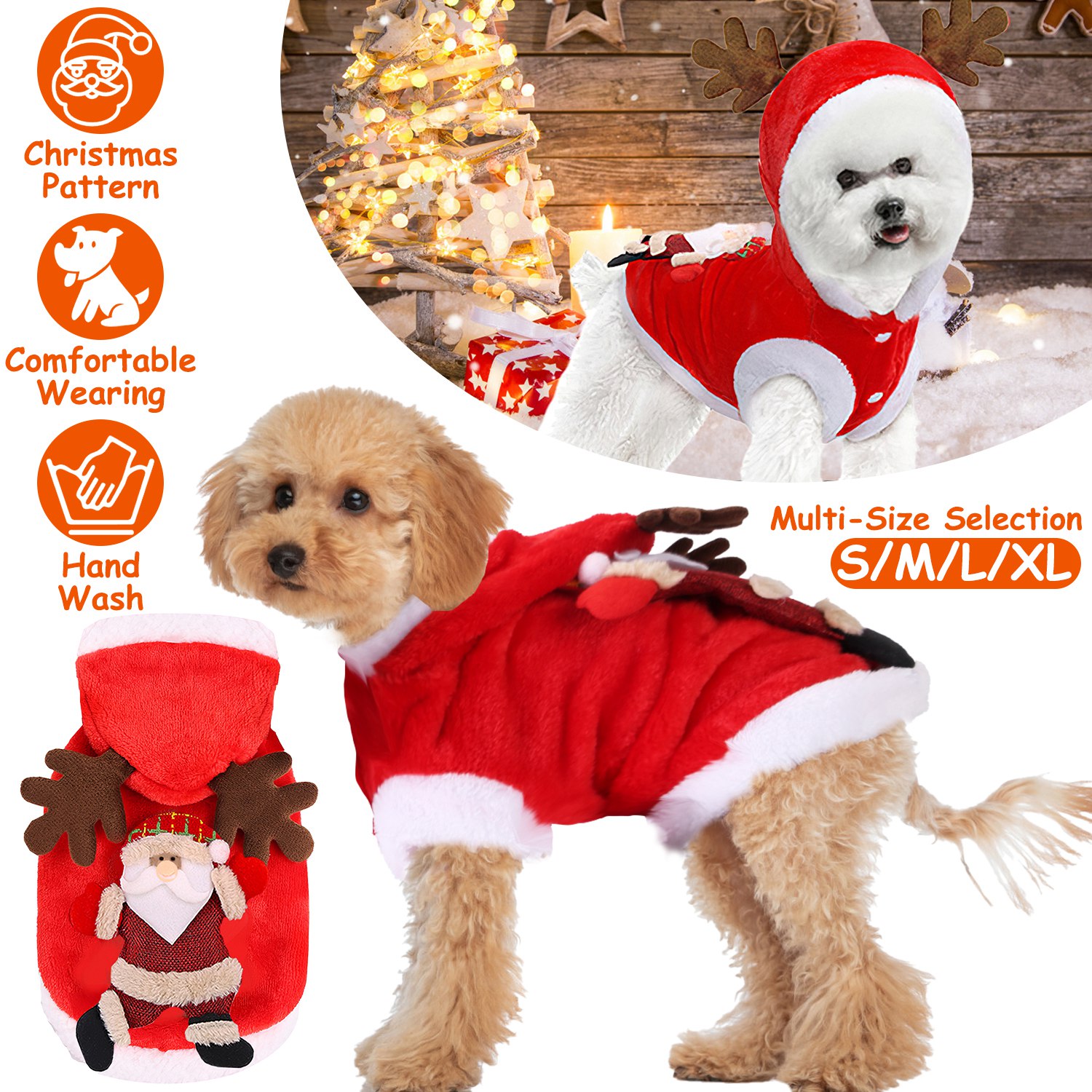 Déguisement de Noël pour chien ou chat à bois de renne – S à XL